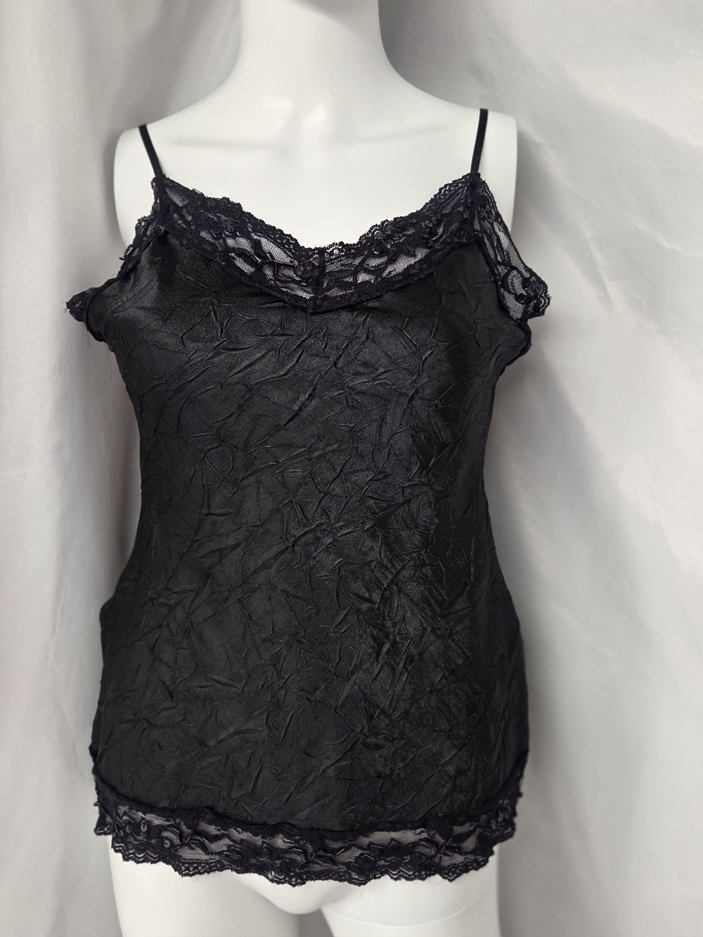 Next Era Black Crinkle Lace Cami Goth Witchy Vibe S